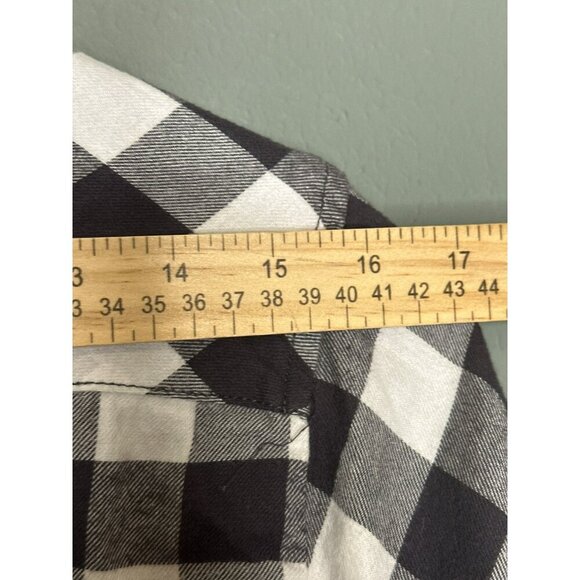Jach's Girlfriend Black White Buffalo Plaid Women's Small Comfort Stretch Button - Picture 9 of 9